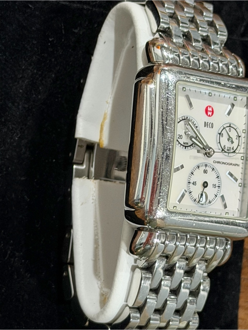 Michele Deco Chronograph Watch Stainless Steel Mother of Pearl Dial Swiss Made - Picture 9 of 11